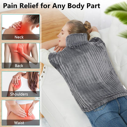 CAROMIO Massaging Heating Pad for Back Pain Relief, Neck and Shoulders