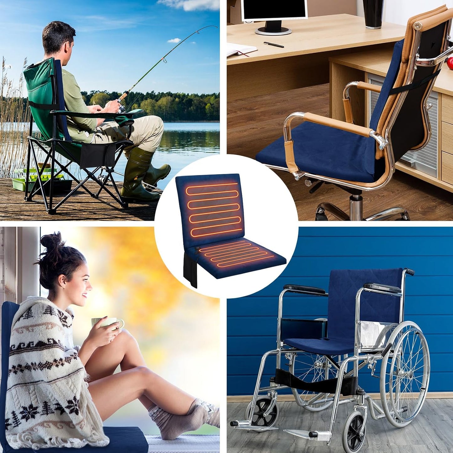 Thyle Portable Heated Seat Cushion for Bleachers Foldable Heating Cushion 3 Mode Adjustable Heated Stadium Chair Bleacher Seat for Bleachers Indoor, Power Bank Not Included