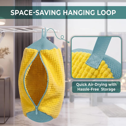 Shoe Washing Machine Bag 3PCS – Laundry Shoes Bag for Washer & Dryer | Reusable Shoe Cleaning Bag, 360° Deep Microfiber Clean,Self-Locking Zipper