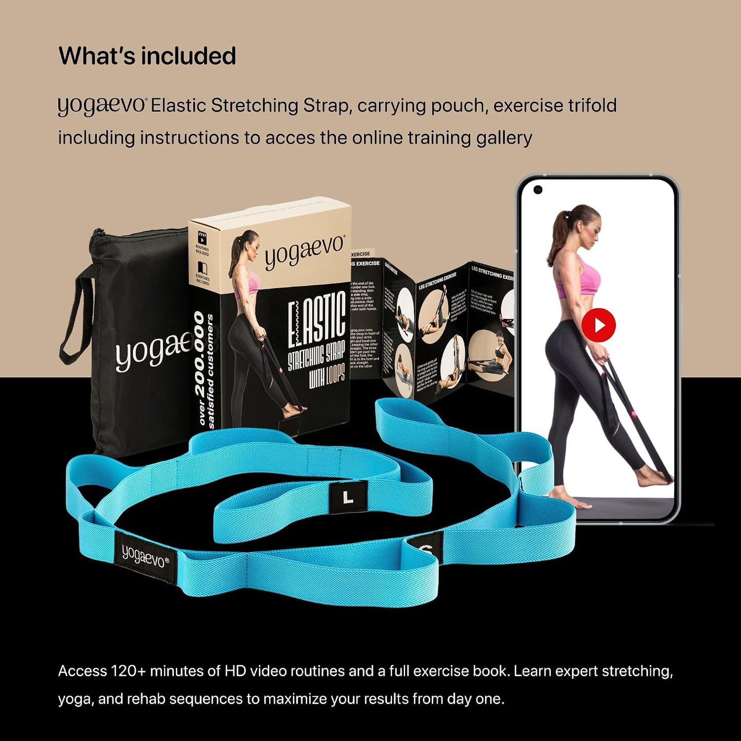 YogaEVO Elastic Stretching Strap with Loops for Physical Therapy