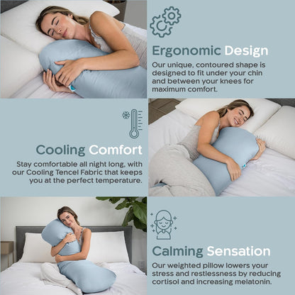 Weighted Body Pillow 6.5lbs, Cooling Tencel Cover, 41” x 10” | Calming Weighted Comfort, Breathable Cooling Cover, Machine Washable, Made for Side Sleepers, 12 Month Warranty