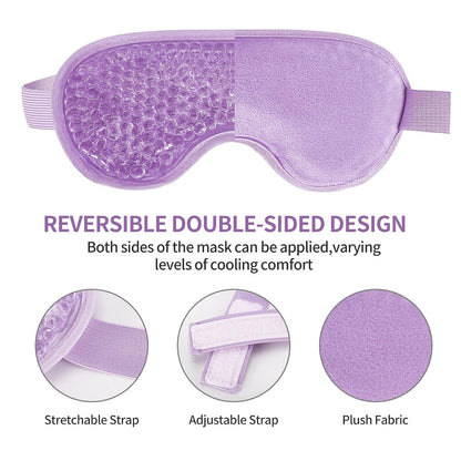2PCS Gel Eye Mask Reusable Cold Therapy Gel Bead Eye Mask for Puffiness/Dark Circles/Eye Bags/Dry Eyes/Headaches/Migraines/Stress Relief (Blue)
