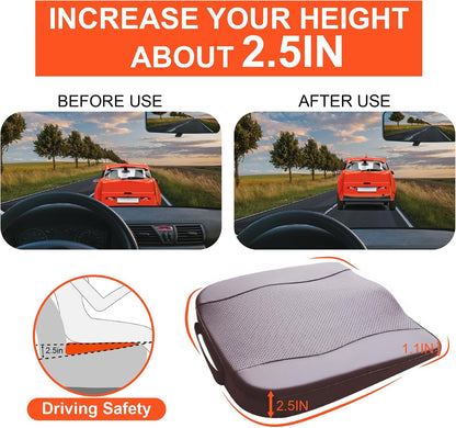 Lofty Aim Car Seat Cushion, Memory Foam Car Seat Cushions for Long Driving | Comfy Car Seat Pillow for Pain Relief, Driver Seat Cushion Adds Height, Butt Cushion for Car, Truck, Office Chair, Black