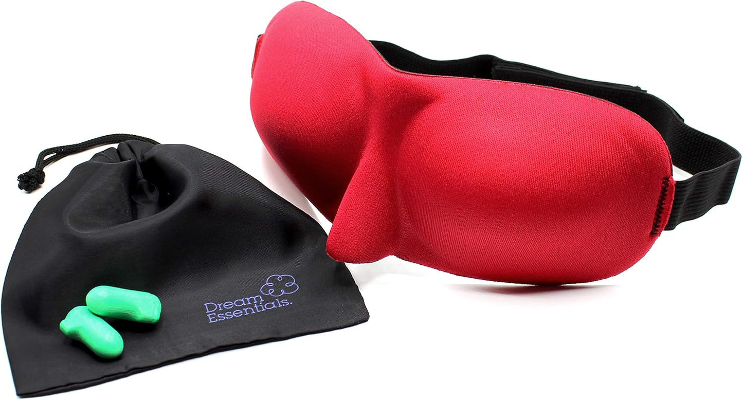 Dream Essentials Sweet Dreams Contoured Sleep Mask Kit, Royal Blue Eye Mask for Sleeping with Travel Pouch, Earplugs, Lash Space, Quick Release Strap, Light Blocking Travel Accessories Gift Set | Royal Blue contoured sleep mask kit with pouch, earplugs,