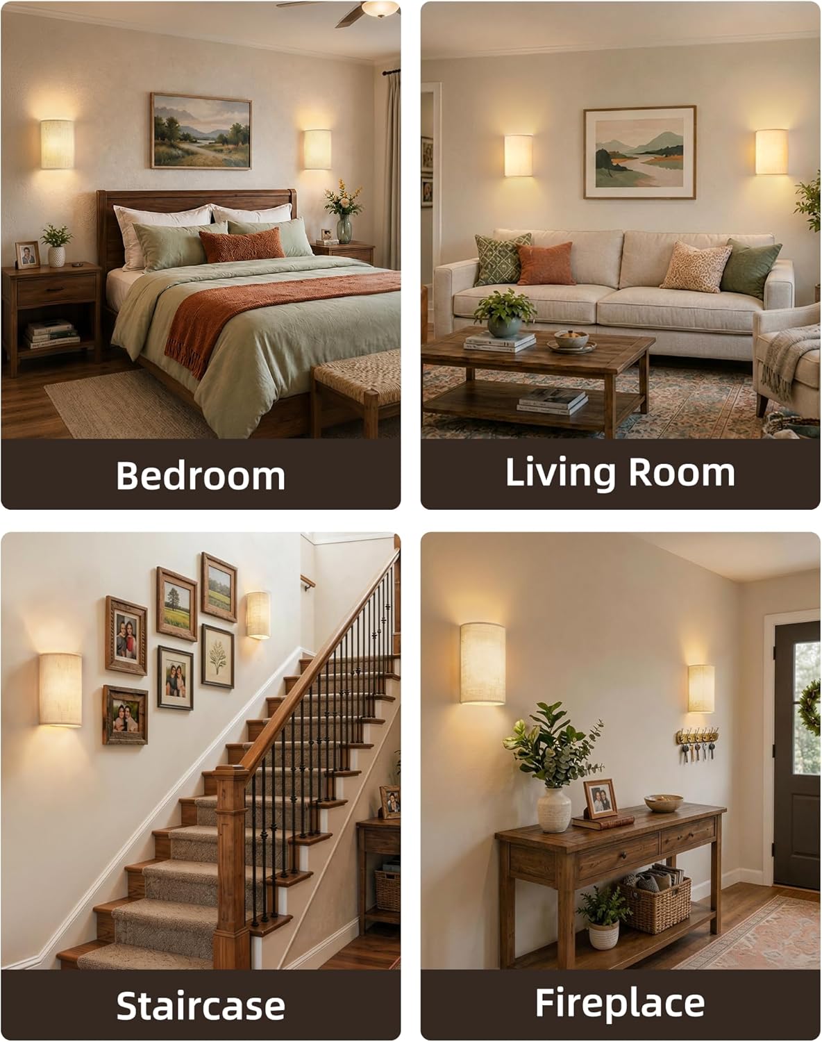 EZVALO Battery Operated Wall Sconce, Rechargeable Wall Sconces Set of Two with Remote, Peel and Stick Wireless Wall Lights, 3 Color & 80 RGB, Dimmable, Timer, Fabric Linen Wall Mount Lamp for Bedroom