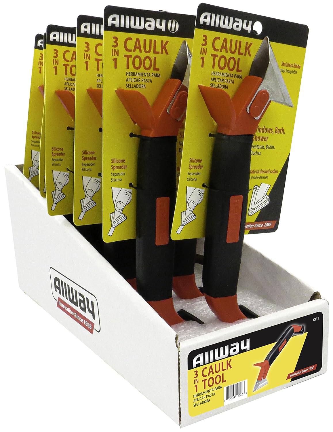 ALLWAY CT31 3-in-1 Caulk Tool for Removal and Application | Remove Old Caulk, Smooth Fresh Caulk