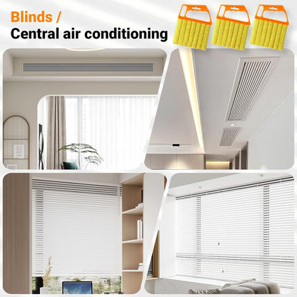 3pcs Window Blind Cleaner Duster Tool,2026 New Cleaning Tools,7 Fingers Washable Microfiber Dusters for Cleaning,Crevice Cleaning Brush, Duster for Venetian Blinds & Air Conditioner Vents（Orange