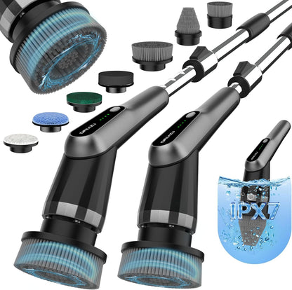 Dreazu Electric Spin Scrubber, 10-in-1 Shower Scrubber & Retractable Long Handle, 44 lbs High-Torque & Variable Speed Shower Cleaning Brush for Bathroom,Toilet, Bathtub, Kitchen, Tile Floors