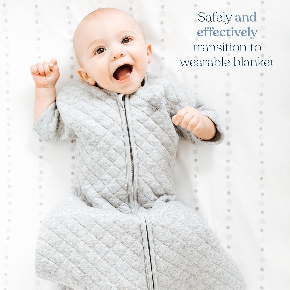 HALO Easy Transition SleepSack, Baby Sleep Sack Wearable Blanket, 100% Cotton, Soft & Breathable, 1.0 TOG, Helps Transition from Swaddle for Infants, Heather Grey, Small