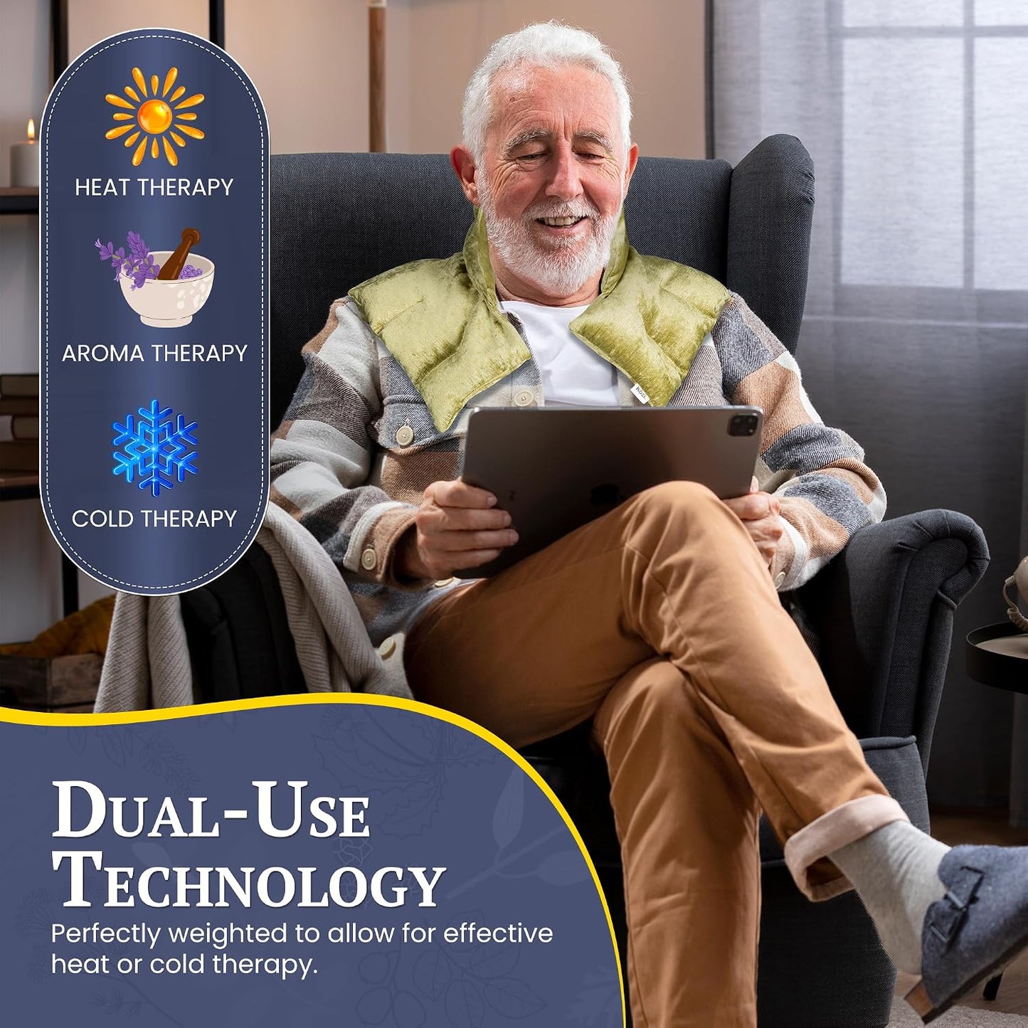 Kozi Heating Pad for Neck and Shoulders - Microwavable Heating Pad Weighted Neck Warmer with Moist Heat, for Pain Relief, Neck Shoulder Support,Pear