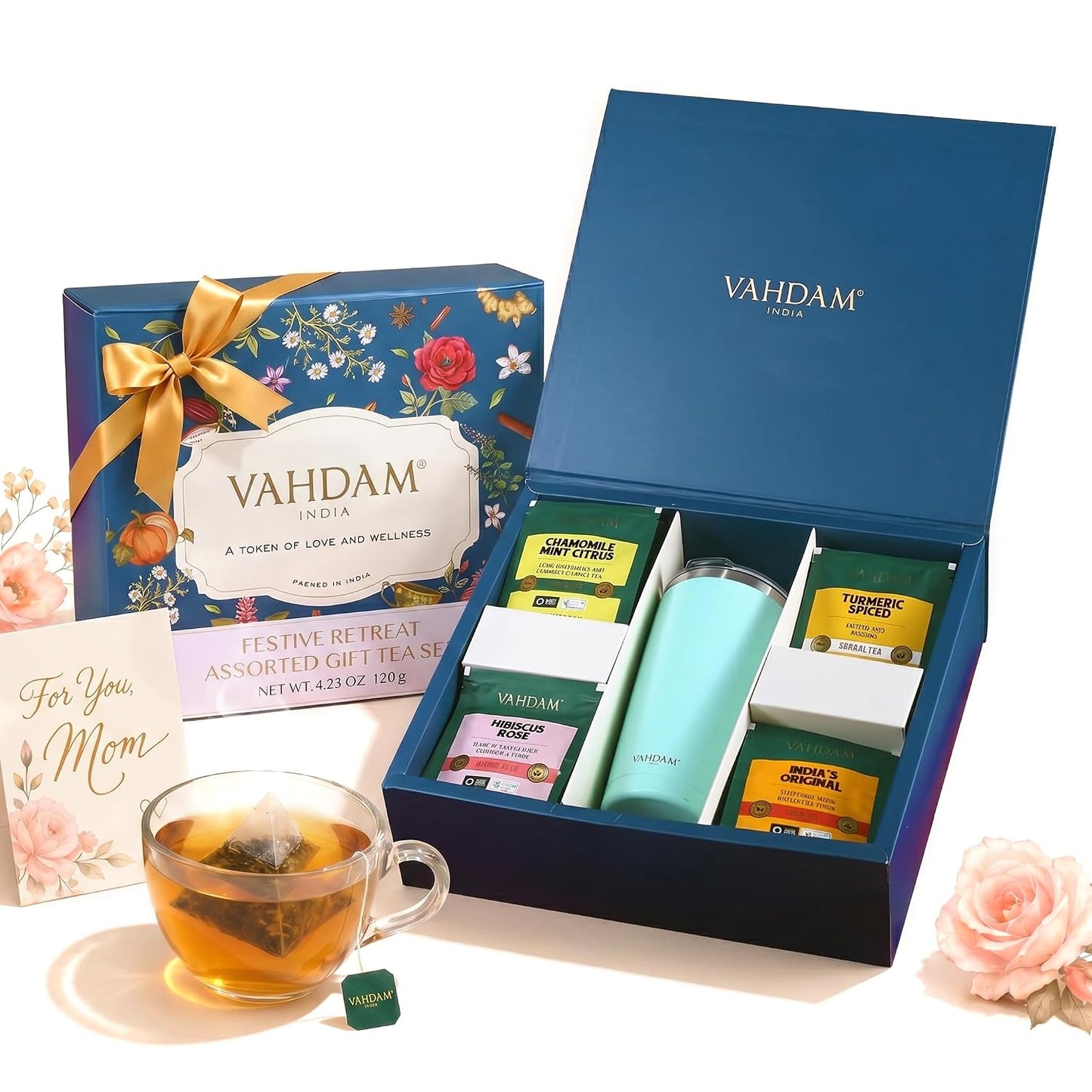 VAHDAM, Assorted Herbal Tea Sampler (18 Tea Bags, 9 Flavors) Caffeine-Free, Non-GMO | Double Infusion, Individually Enveloped Tea Bags | Herbal Tea Assortmen