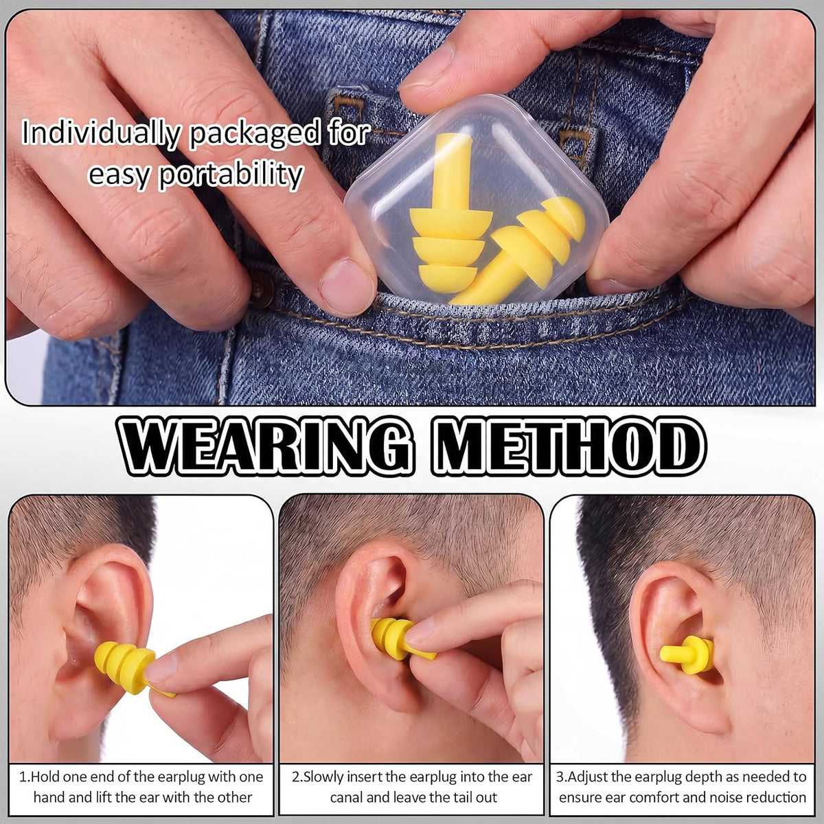 24 Pairs Black Ear Plugs Bulk NRR 29dB Reusable Silicone Ear Plugs with Plastic Cases Soft Foam Plug for Sleeping Noise Cancelling Concerts Shooting Swimming Noise Reduction