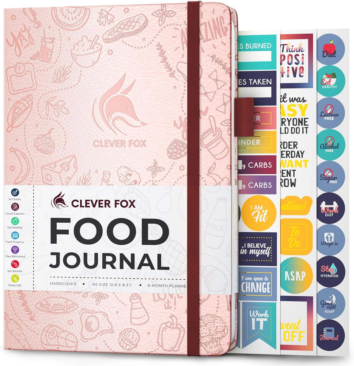 Clever Fox Food Journal for Women & Men, Weight Loss Tracker, Aquamarine