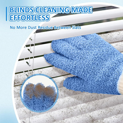 MIG4U Microfiber Dusting Gloves House Cleaning Glove for Blinds, Windows, Shutters, Furniture, and Car, Reusable Lint-Free Blue 1 Pair S/M