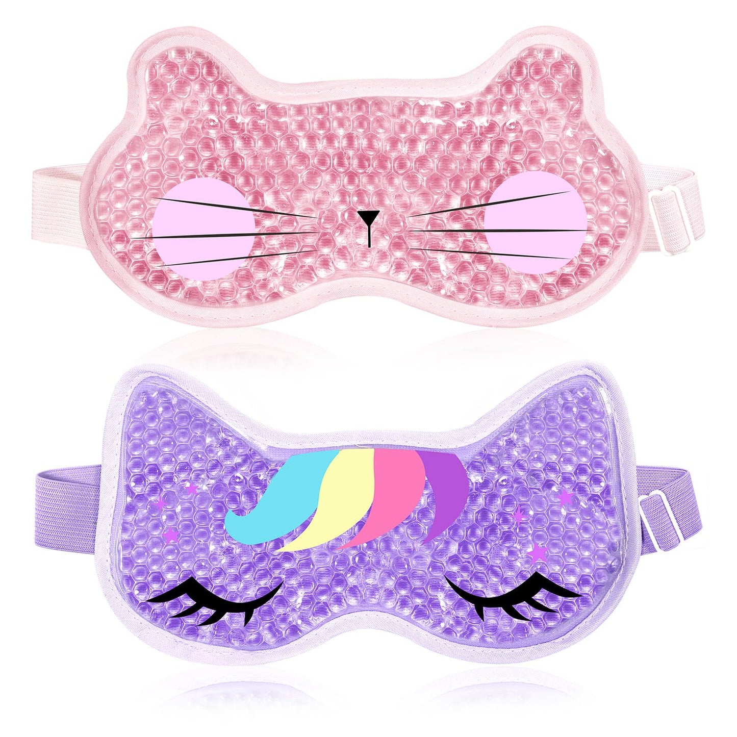 2PCS Cooling Eye Mask Gel Eye Mask, Reusable Hot Cold Therapy Cold Eye Mask for Post Surgery, Puffiness, Dark Circles, Eye Bags, Dry Eyes,color:Pink Purple，number_of_items:2