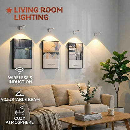 Motion Sensor Wall Light, LED Wall Sconce with Adjustable Angle, USB Rechargeable, Dimmable with 3 Colors, Magnetic Wall Mounted for Bedside, Hallway, Artwork