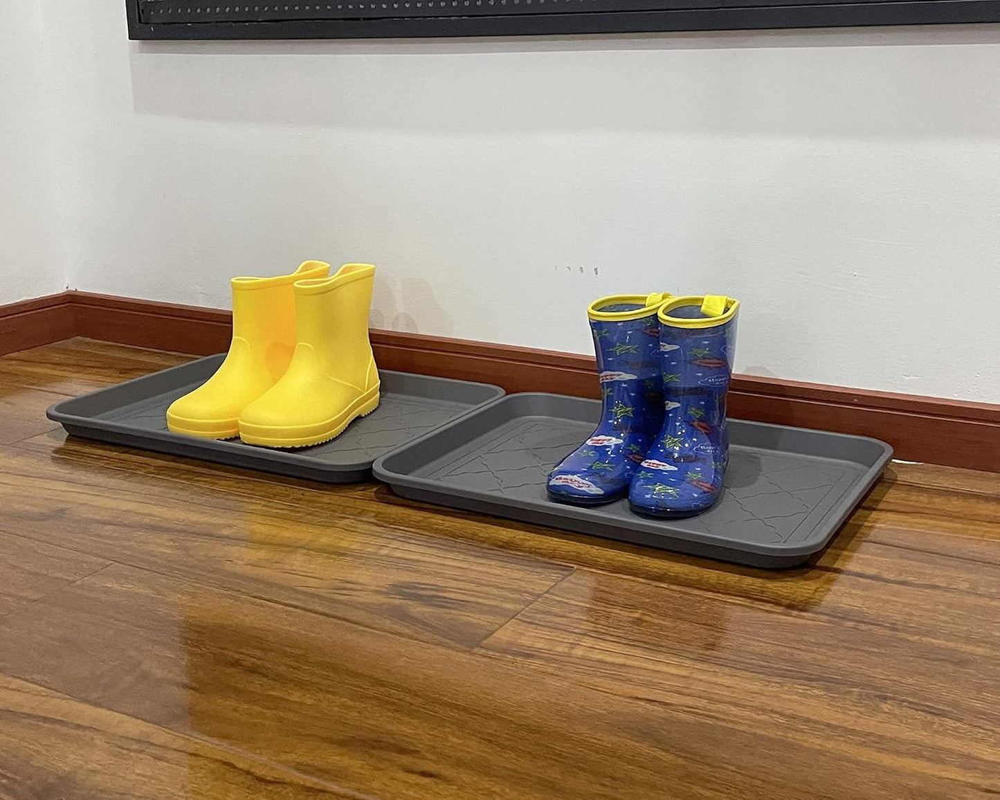 PetLike Boot Tray for Entryway Indoor, Pet Food Mat, 23 x 15.5 inch 2 Packs, Waterproof Rubber Shoe Tray for Indoor and Outdoor, Multi-Purpose Trays for Boots, Shoes, Pets, Garden