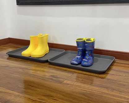 PetLike Boot Tray for Entryway Indoor, Pet Food Mat, 23 x 15.5 inch 2 Packs, Waterproof Rubber Shoe Tray for Indoor and Outdoor, Multi-Purpose Trays for Boots, Shoes, Pets, Garden