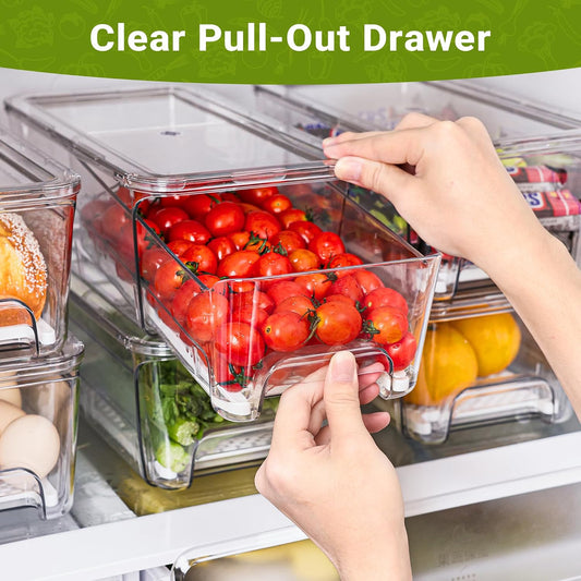 Imncya Refrigerator Organizer Bins, Clear Fridge Drawers Organizers
