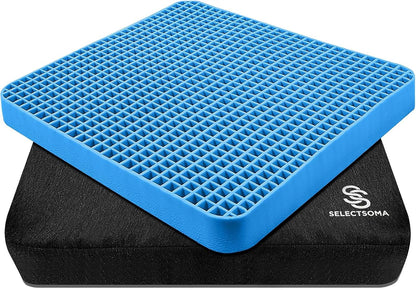 Gel Seat Cushion for Long Sitting, Pressure Relief for Tailbone and Back