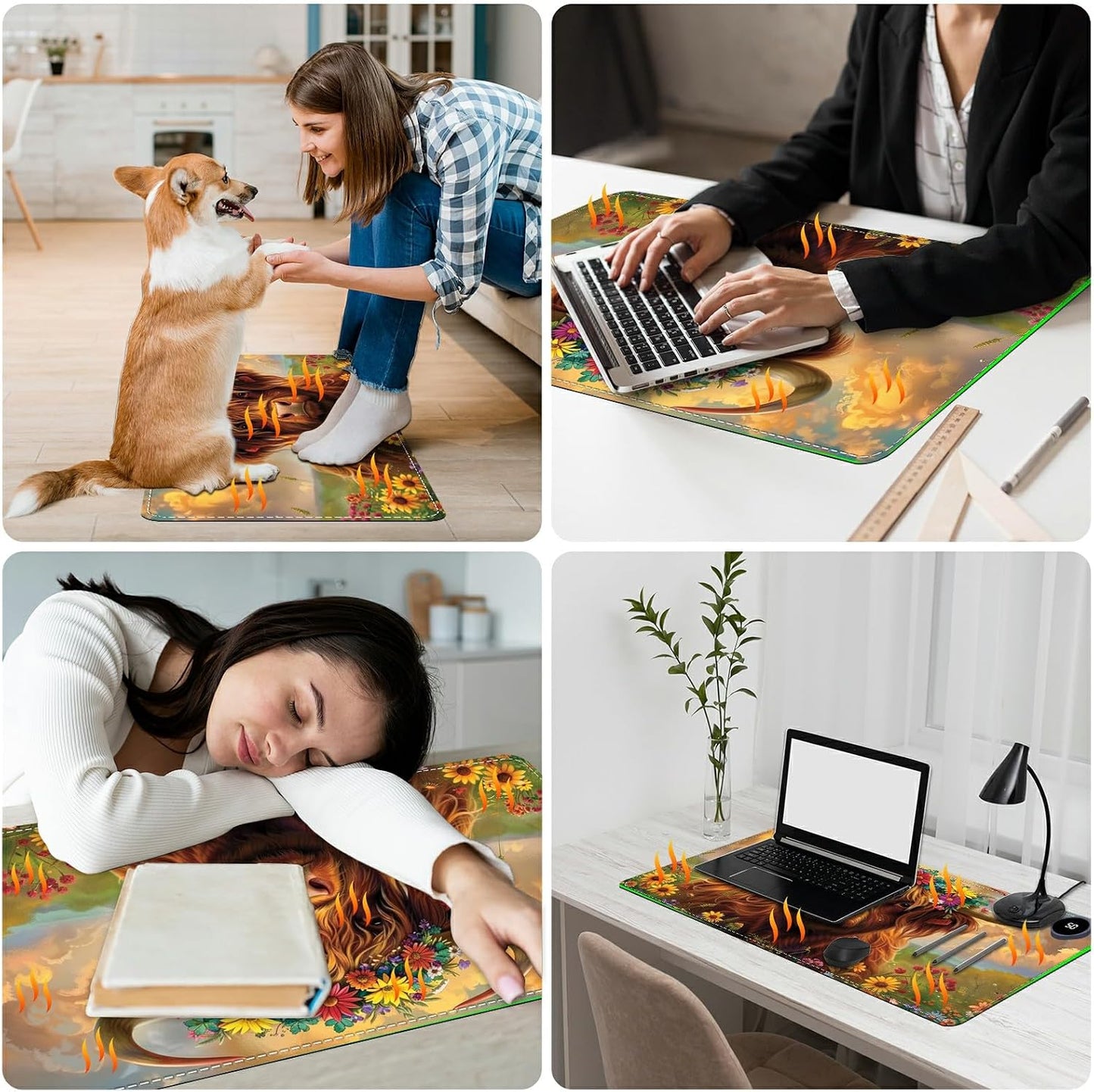Heated Desk Pad Heated Large Mouse Pad, Electric Quickly Warm Desk Mat with 3 Levels Heating 3 Hours Auto Shut-Off, 31.5" x 13" Warm Gaming Mousepad Hand Foot Warmer, Baby Elephant