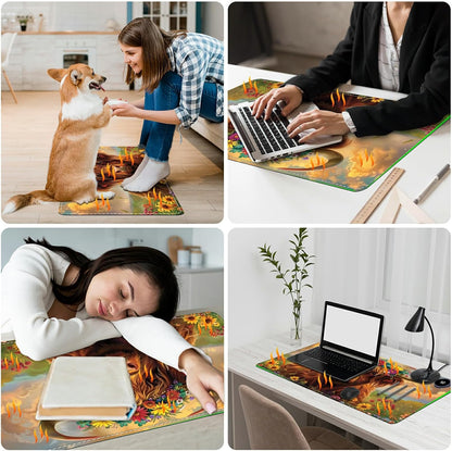 Heated Desk Pad Heated Large Mouse Pad, Electric Quickly Warm Desk Mat with 3 Levels Heating 3 Hours Auto Shut-Off, 31.5" x 13" Warm Gaming Mousepad Hand Foot Warmer, Baby Elephant