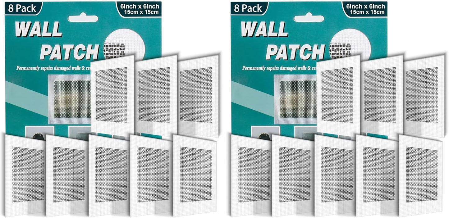 8Pcs 6 Inch Drywall Patch, Wall Repair Patches Wall Hole Repair Patch | Wall Patch for Aluminum Metal Sheetrock Ceiling, Self-Adhesive Fiberglass Repair Kit(6"x 6")