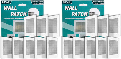 8Pcs 6 Inch Drywall Patch, Wall Repair Patches Wall Hole Repair Patch | Wall Patch for Aluminum Metal Sheetrock Ceiling, Self-Adhesive Fiberglass Repair Kit(6"x 6")