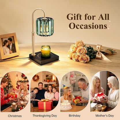 Yuichoy Candle Warmer Lamp with Timer, Dimmable Electric Candle Wamer Adjustable Height, Glass Modern Candles Melter Lamp, Gifts for Women Mom, Clear