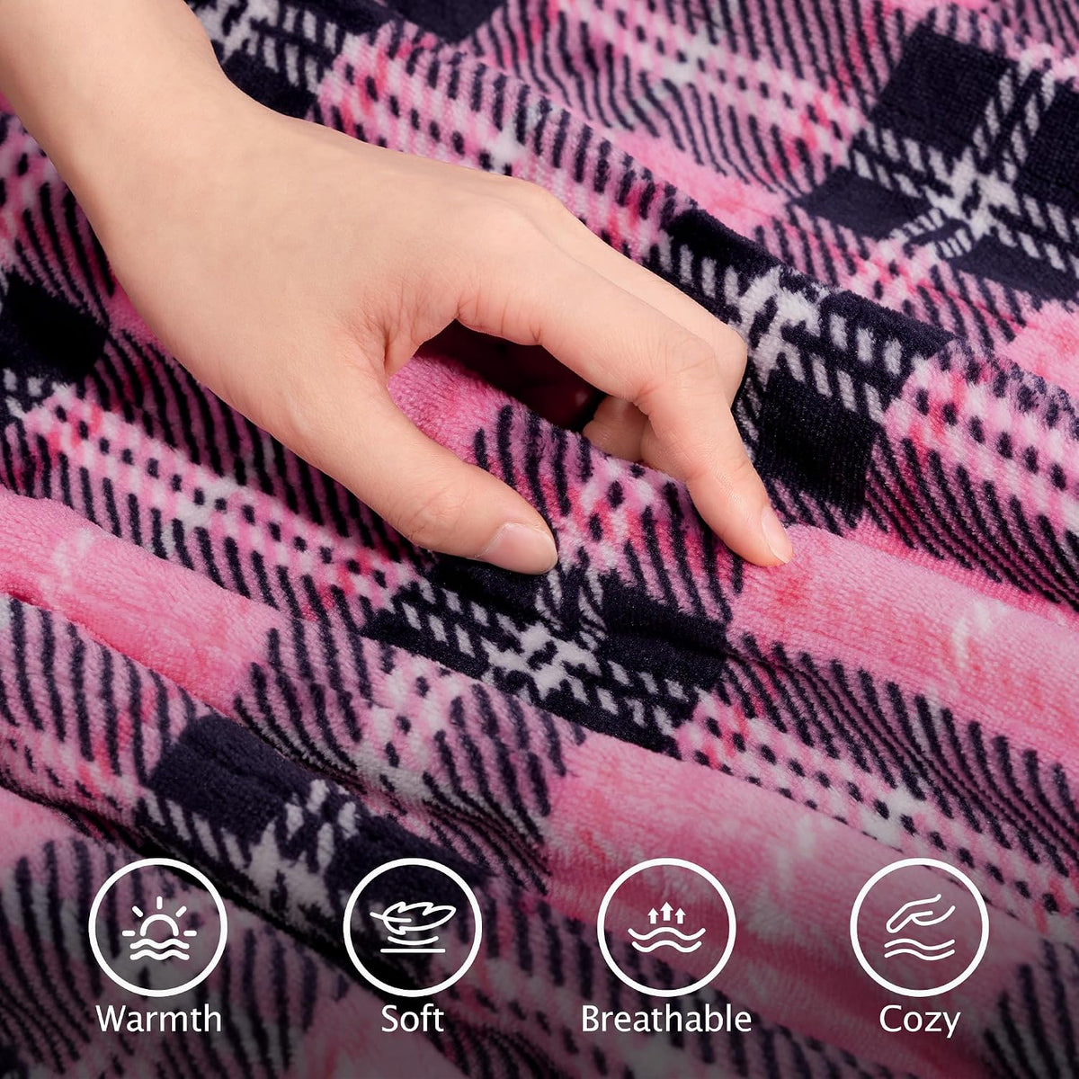 Heated Electric Blanket, Red Christmas Sherpa Plaid Throw Blanket
