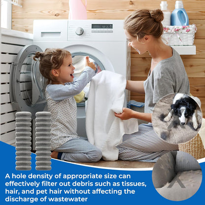24 Pcs Stainless Lint Trap for Washing Machine Hose Drain Filter with Ties | Rustproof 304 steel mesh, catches pet hair & fluff, reusable, fits washer drain hose, protects pipes, easy clean