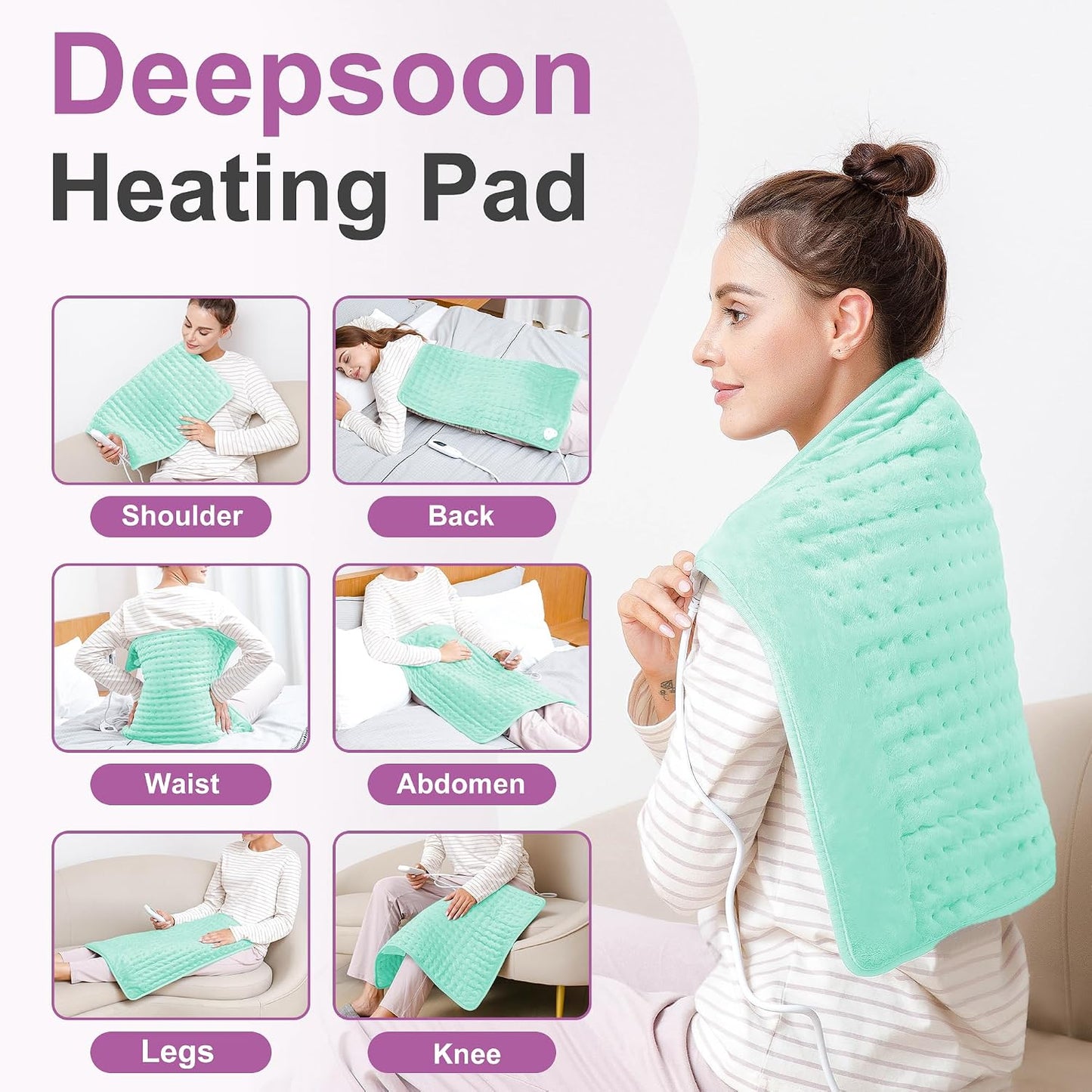 Heating Pad,Heated Blanket,Heating Pad for Back Neck,Grey,24x12 Inch | Electric Heating Pad,Dry/Moist Heat Heating Pads,Heating Pads for Shoulder,Abdomen,Heat Pad for Women Men,Birthday Gift