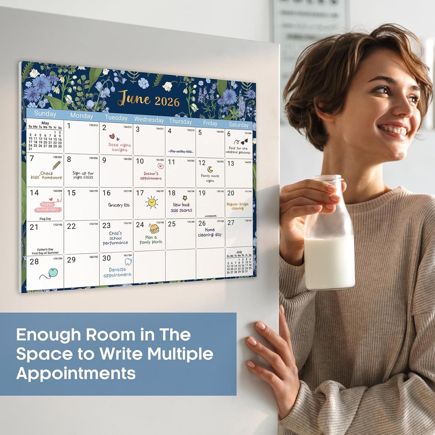 2026-2027 Magnetic Calendar for Refrigerator, Apr 2026-Dec 2027 | 21-Month Fridge Calendar 2026-2027 for Home Planning, Scheduling and Easy Organization, Greenery