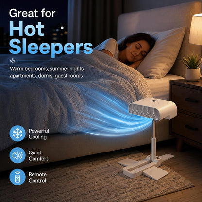 Bed Cooling Fan Under Sheets, Rechargeable Cordless Bed Fan for Hot Sleepers, Under Blanket Airflow Cooling System with Remote, 5 Quiet Speeds, Adjustable Height, USB-C Charging (1PC)