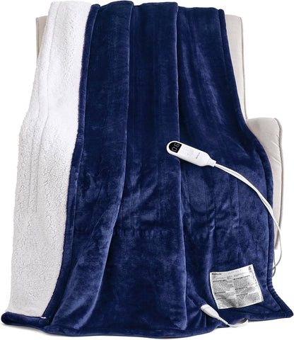 Bedsure Heated Blanket Throw, Soft Electric Blanket with Preheat, Cream