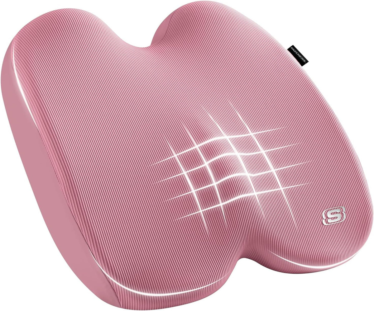 Skechers Seat Cushion, Ergonomic Memory Foam Cushion for Long Sitting Hours on Office & Home Chair, Car Seat Cushion for Sciatica, Coccyx Cushion,Brown