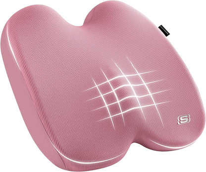 Skechers Seat Cushion, Ergonomic Memory Foam Cushion for Long Sitting Hours on Office & Home Chair, Car Seat Cushion for Sciatica, Coccyx Cushion,Brown