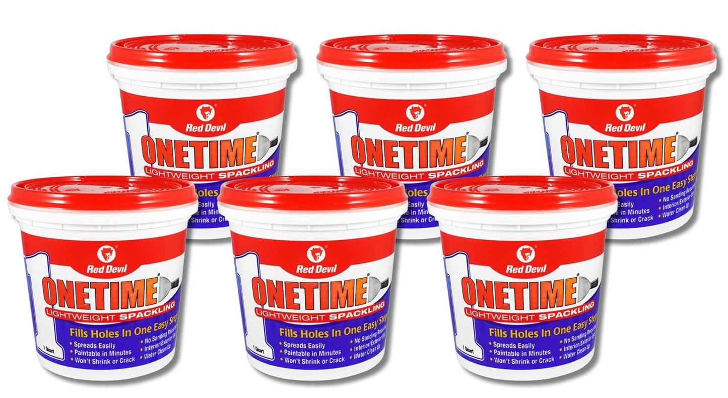 Red Devil 0542 ONETIME Lightweight Spackle Wall Repair, Spackling for Holes Drywall, 1/2 Pint, White, 8 Ounce, Made in USA
