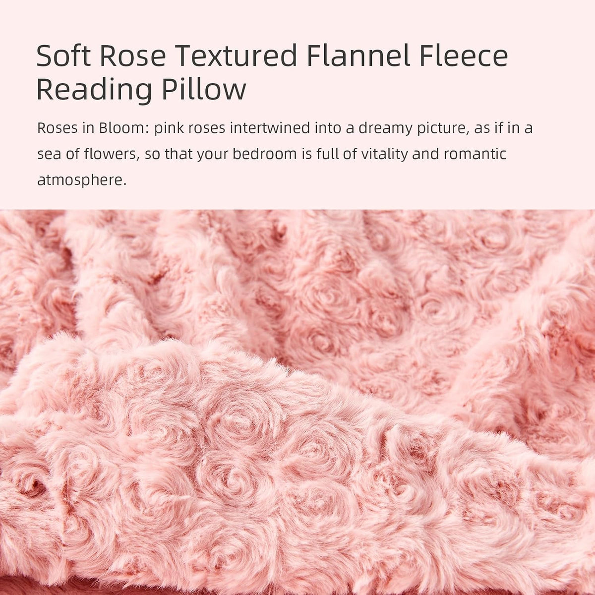 Reading Pillow, Rose Velvet Back Pillow with Arms for Bed Sitting Up, Bed Pillow for Adult Children, Backrest Pillows with Washable Cover, Chair Pillow for Watching TV/Gaming/Relaxing (Pink)