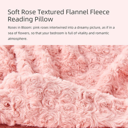 Reading Pillow, Rose Velvet Back Pillow with Arms for Bed Sitting Up, Bed Pillow for Adult Children, Backrest Pillows with Washable Cover, Chair Pillow for Watching TV/Gaming/Relaxing (Pink)