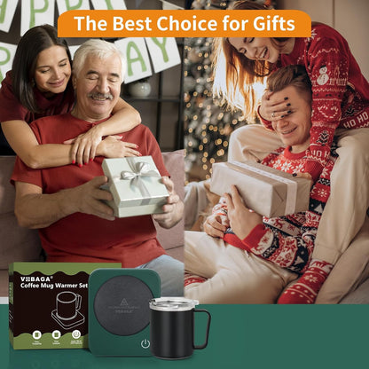 VOBAGA Coffee Mug Warmer Set with Auto Shut Off, 15 oz Coffee Mug Gift Set & 3 Temperature Settings Home Office Desk Accessories Valentine's Day Gift