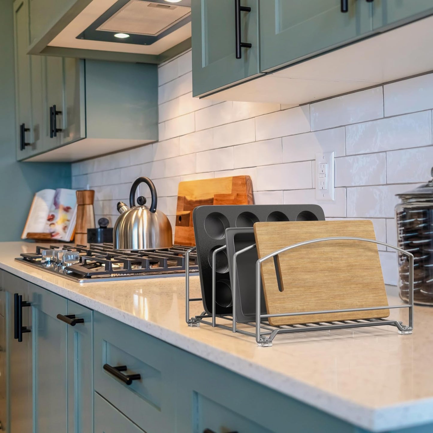 Deco Brothers Cookware Organizer Rack for Kitchen Cabinet, 3 Slot Holder | Bronze
