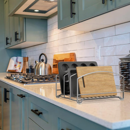 Deco Brothers Cookware Organizer Rack for Kitchen Cabinet, 3 Slot Holder | Bronze