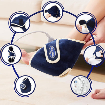 CAMECO 1 Pack Foot Ankle Heating Pad for Neuropathy Pain Relief, 86℉-158℉ Electric Heated Foot Warmer for Achilles Tendinitis & Plantar Fasciitis, Under Desk Heat Therapy Wrap Booties for Women Men
