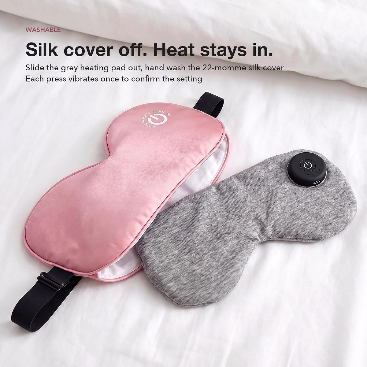 Heated Eye Mask for Dry Eyes, FSA-HSA Eligible, Cordless Rechargeable Warm Compress, 100% Mulberry Silk Removable Cover, 3 Heat Settings 95-131°F, 20-Min Auto-Off, USB-C, Stye & Sleep