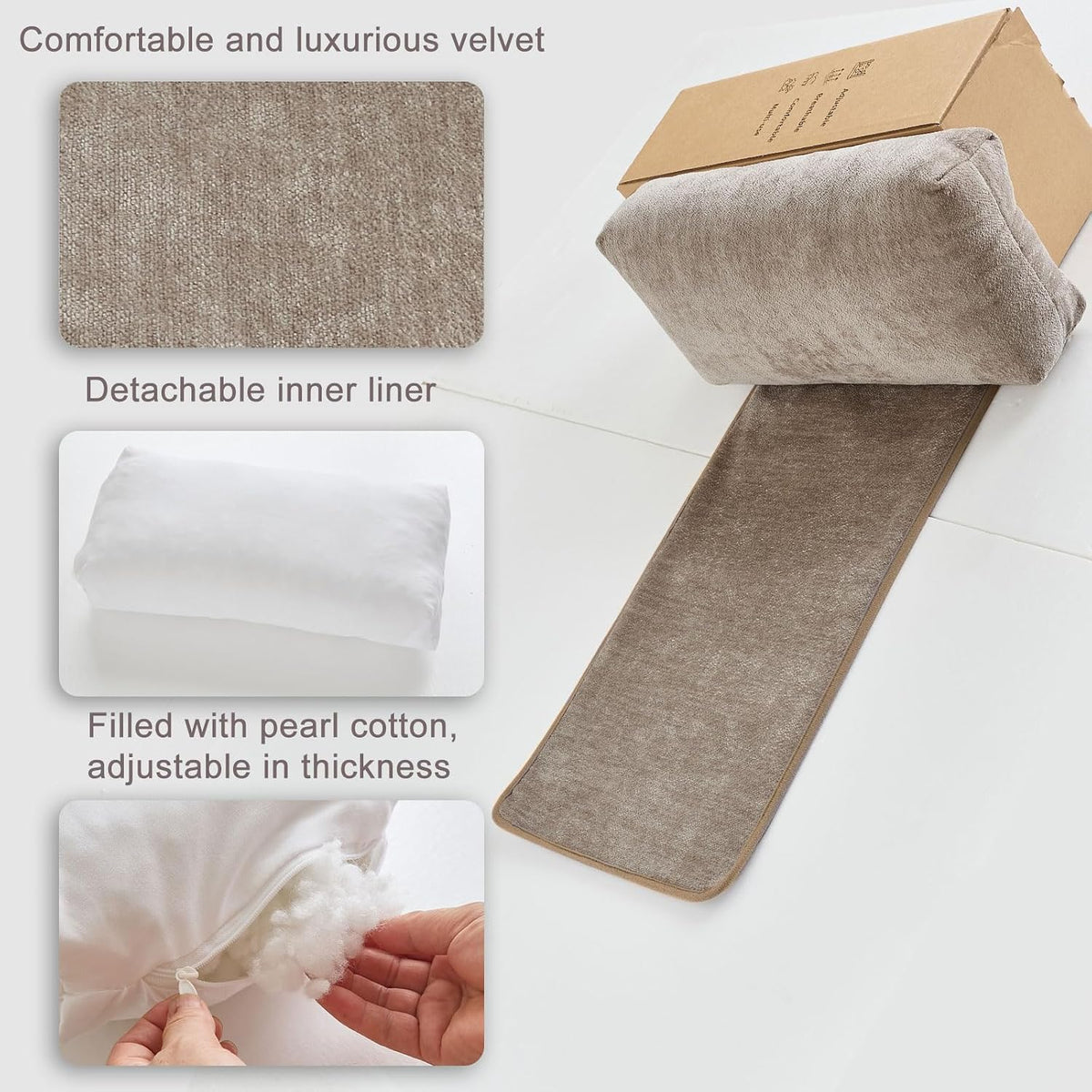 Chenille Neck Pillow for Sofa - Adjustable Headrest, Non-Slip Neck Support Cushion for Pain Relief, Comfortable Chair Pillow, Gray