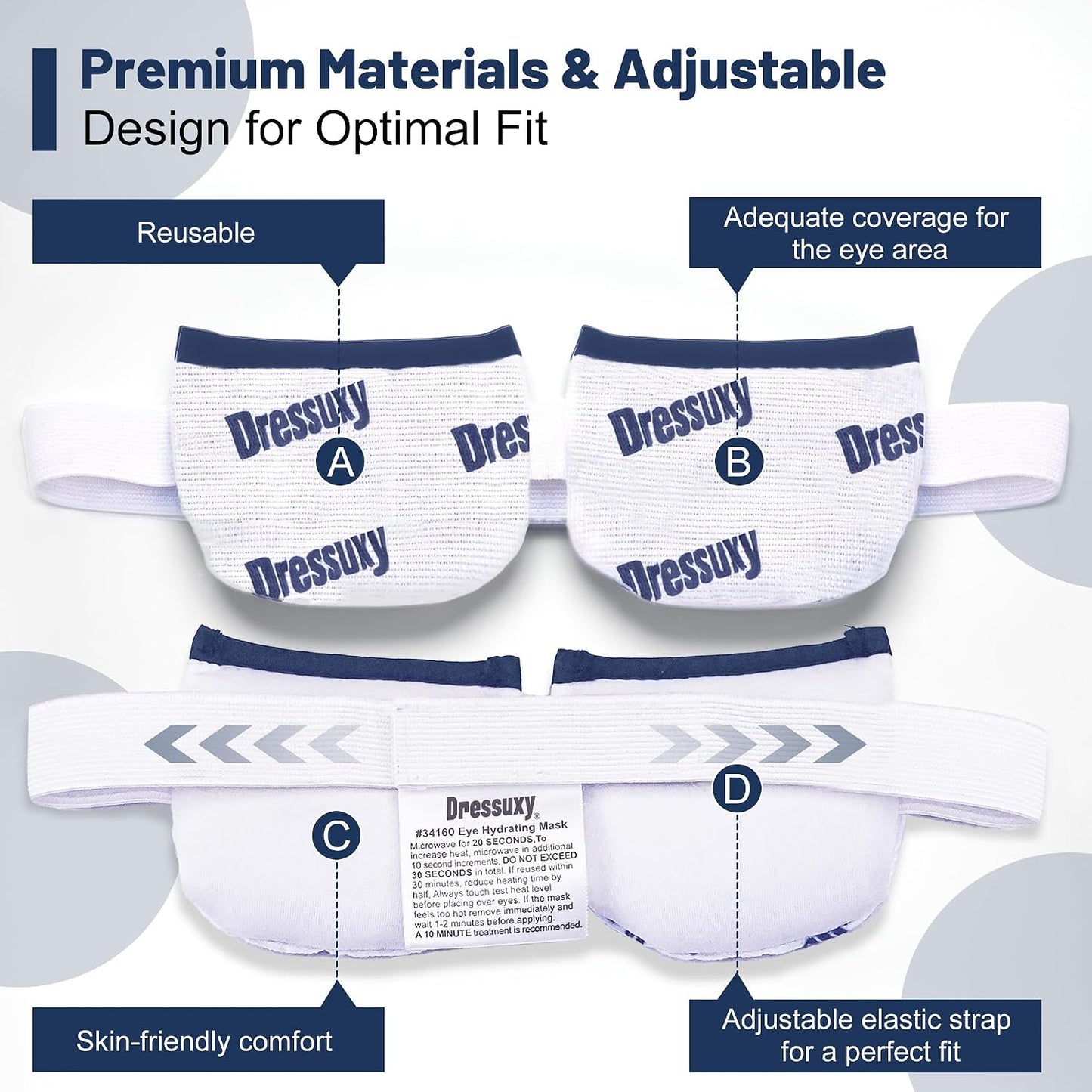 Heated Eye Mask & Microwavable Eye Compress | Gentle Steam Heat for Eye Comfort 1pc White