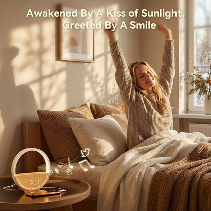 Vivilumens Alarm Clock with Sound Machine & Sunrise Lamp for Heavy Sleepers