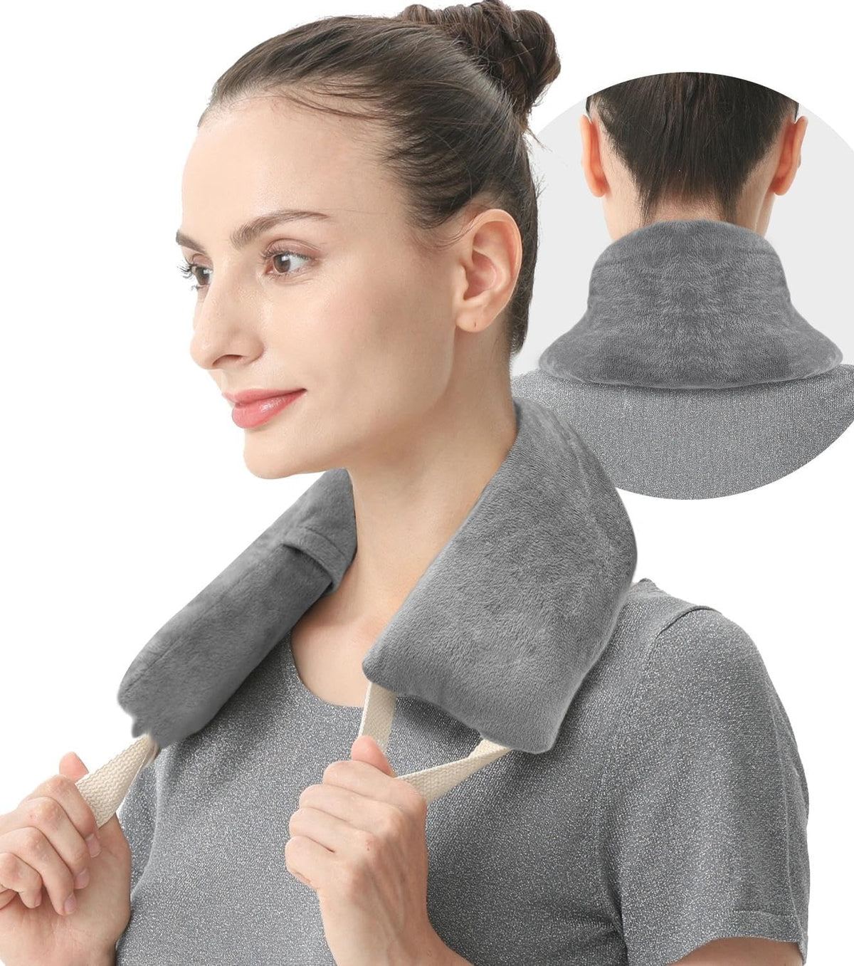 Neck Heating Pad Microwavable with Machine Washable Cover Weighted Microwave Heating Pad Neck Wrap for Shoulder Back Pain Relief, Warm Rice Bag Pack for Cramps Hot Cold Therapy 1.5lbs Lavender Scented