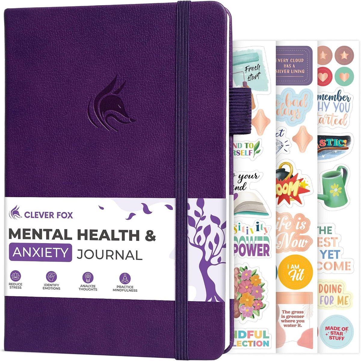 Clever Fox Mental Health & Anxiety Journal CBT Prompts 5.8x8.3 Lavender